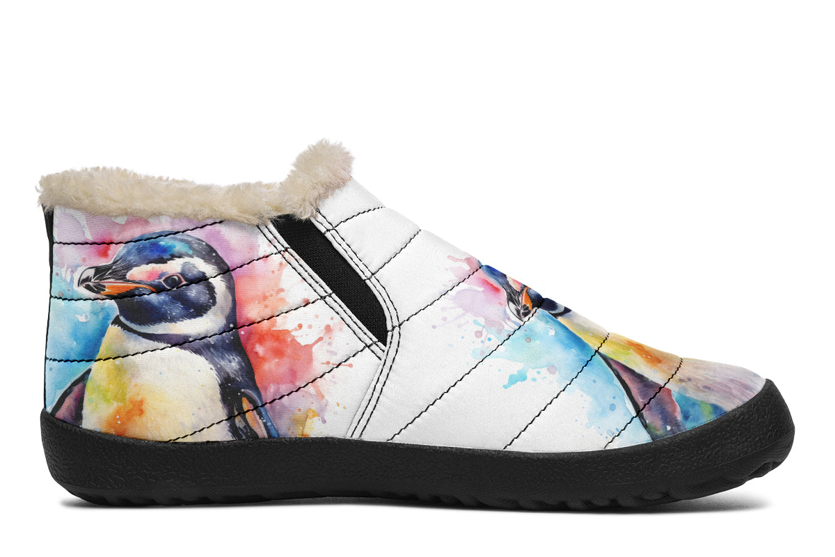 Watercolour Penguin Winter Shoes - Offbeat Sweetie
