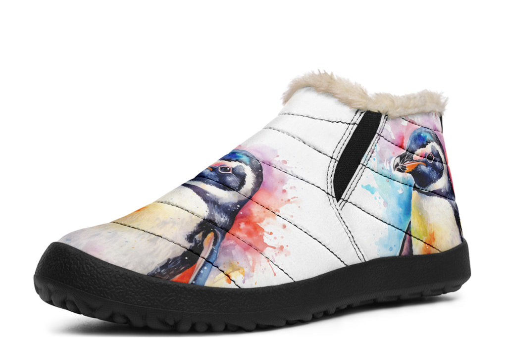 Watercolour Penguin Winter Shoes - Offbeat Sweetie