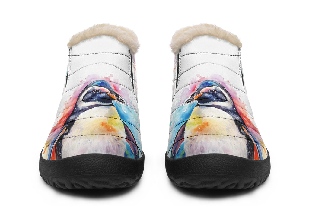 Watercolour Penguin Winter Shoes - Offbeat Sweetie
