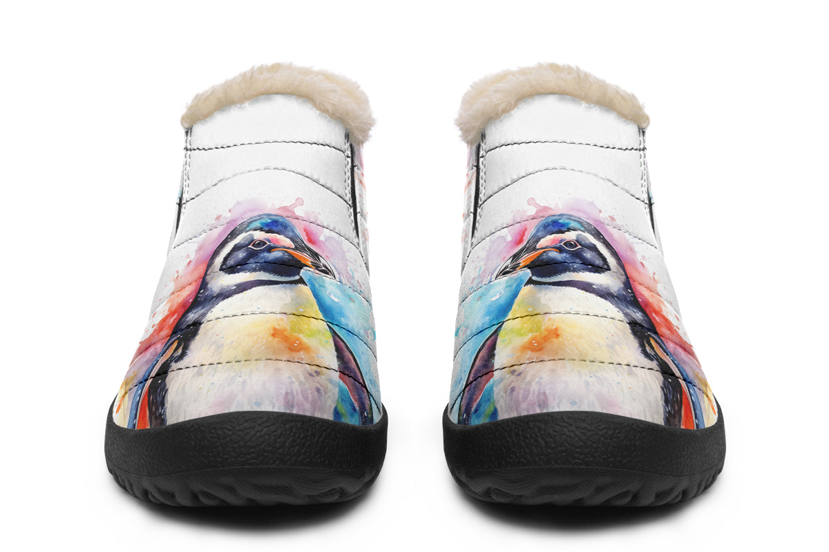 Watercolour Penguin Winter Shoes - Offbeat Sweetie