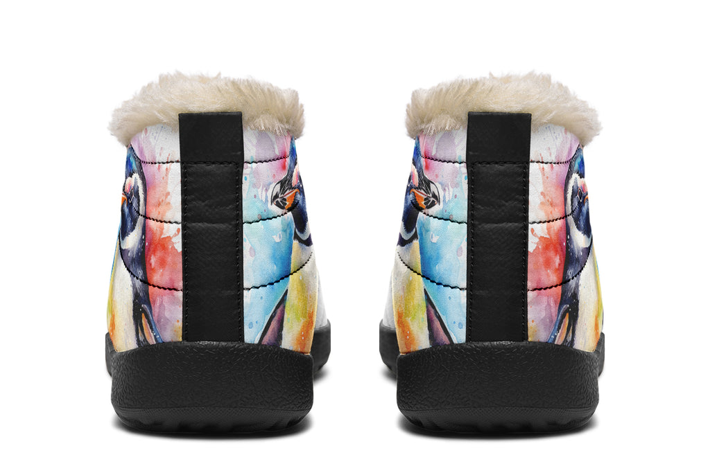 Watercolour Penguin Winter Shoes - Offbeat Sweetie