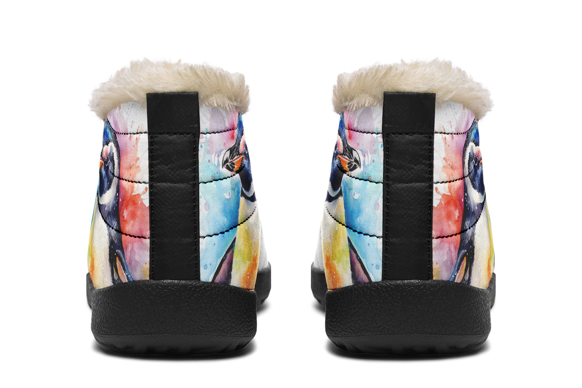Watercolour Penguin Winter Shoes - Offbeat Sweetie