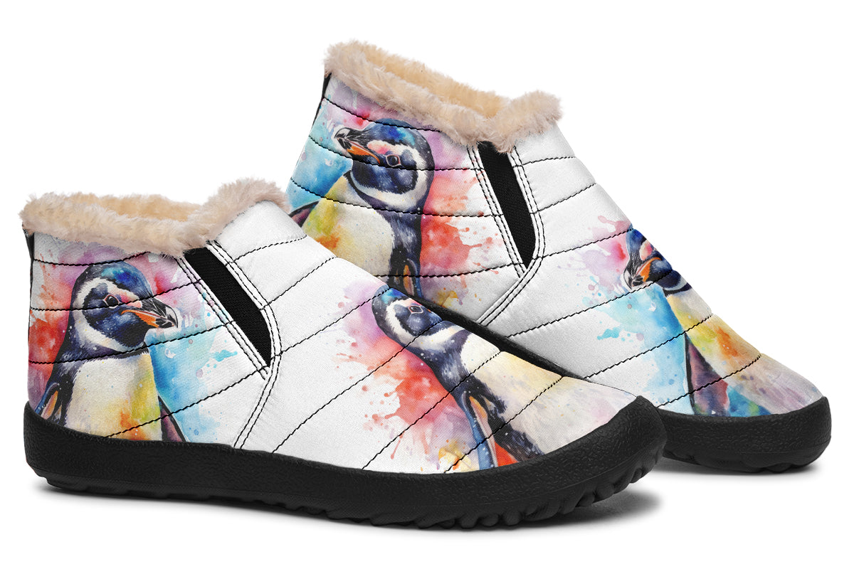 Watercolour Penguin Winter Shoes - Offbeat Sweetie