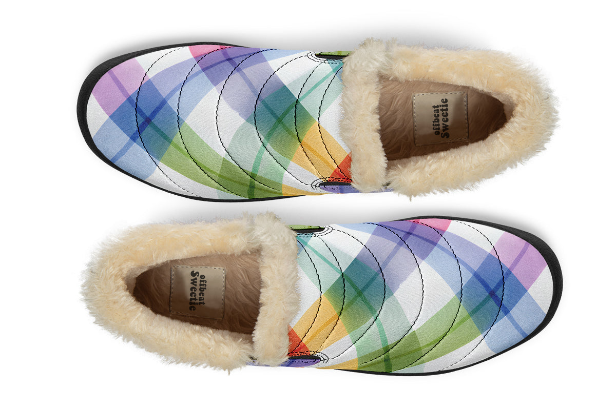 Watercolour Rainbow Plaid Winter Shoes