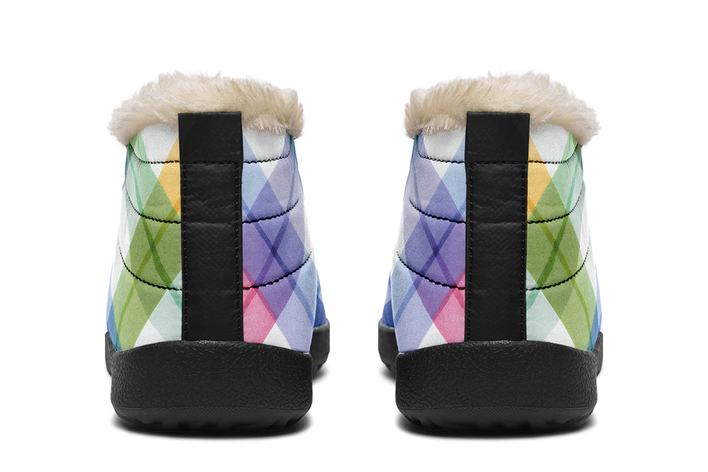 Watercolour Rainbow Plaid Winter Shoes