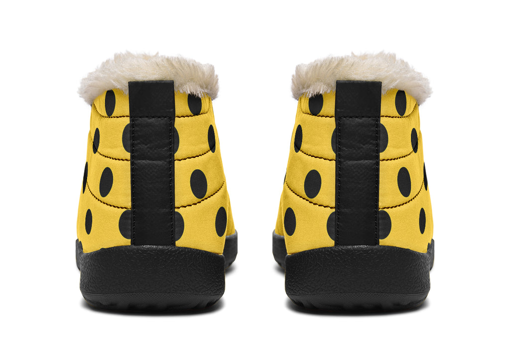 Yellow And Black Polka Dot Winter Shoes