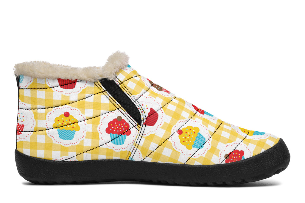 Yellow Gingham Cupcakes Winter Shoes