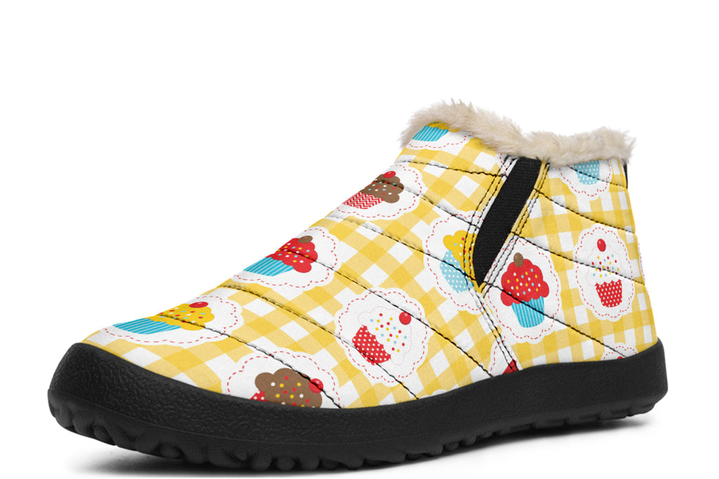 Yellow Gingham Cupcakes Winter Shoes