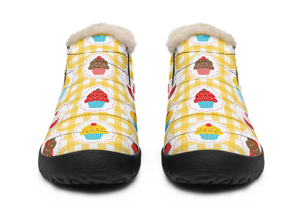 Yellow Gingham Cupcakes Winter Shoes