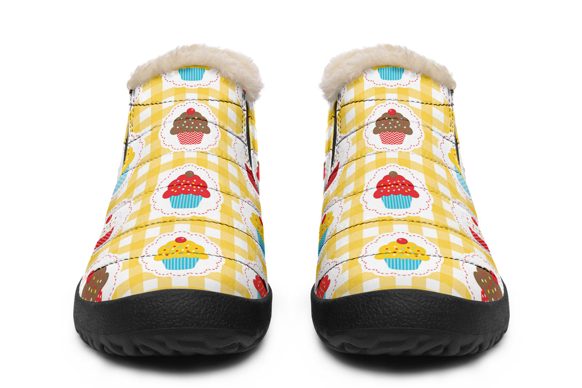 Yellow Gingham Cupcakes Winter Shoes