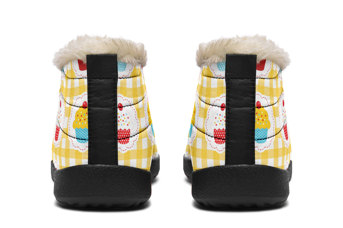 Yellow Gingham Cupcakes Winter Shoes