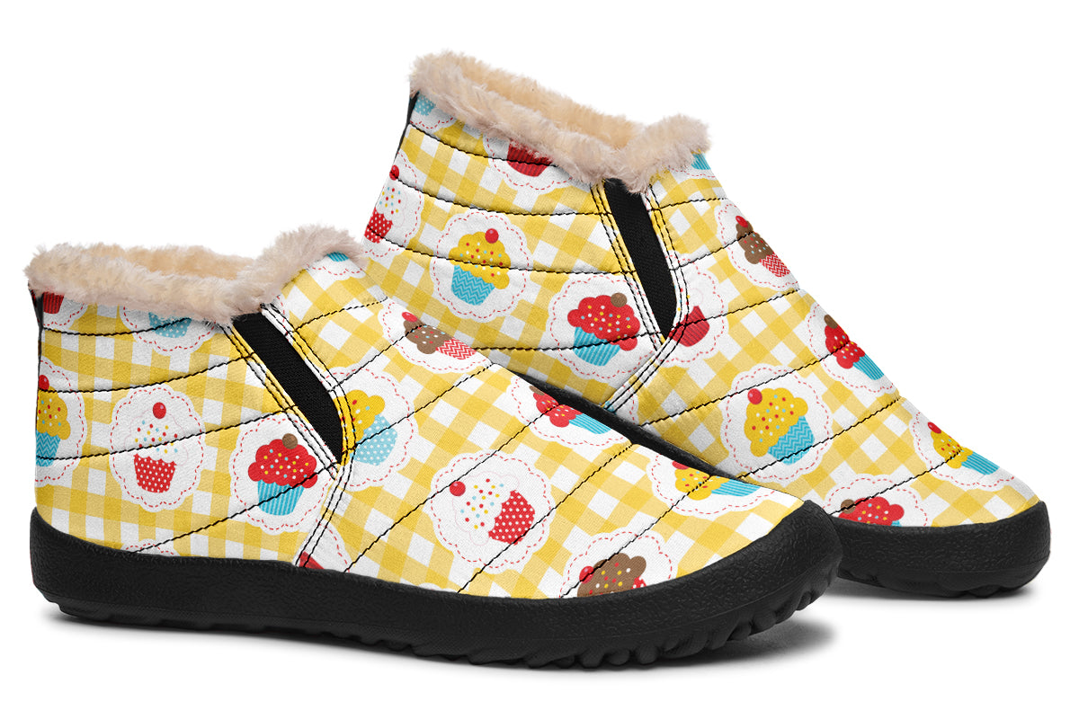 Yellow Gingham Cupcakes Winter Shoes