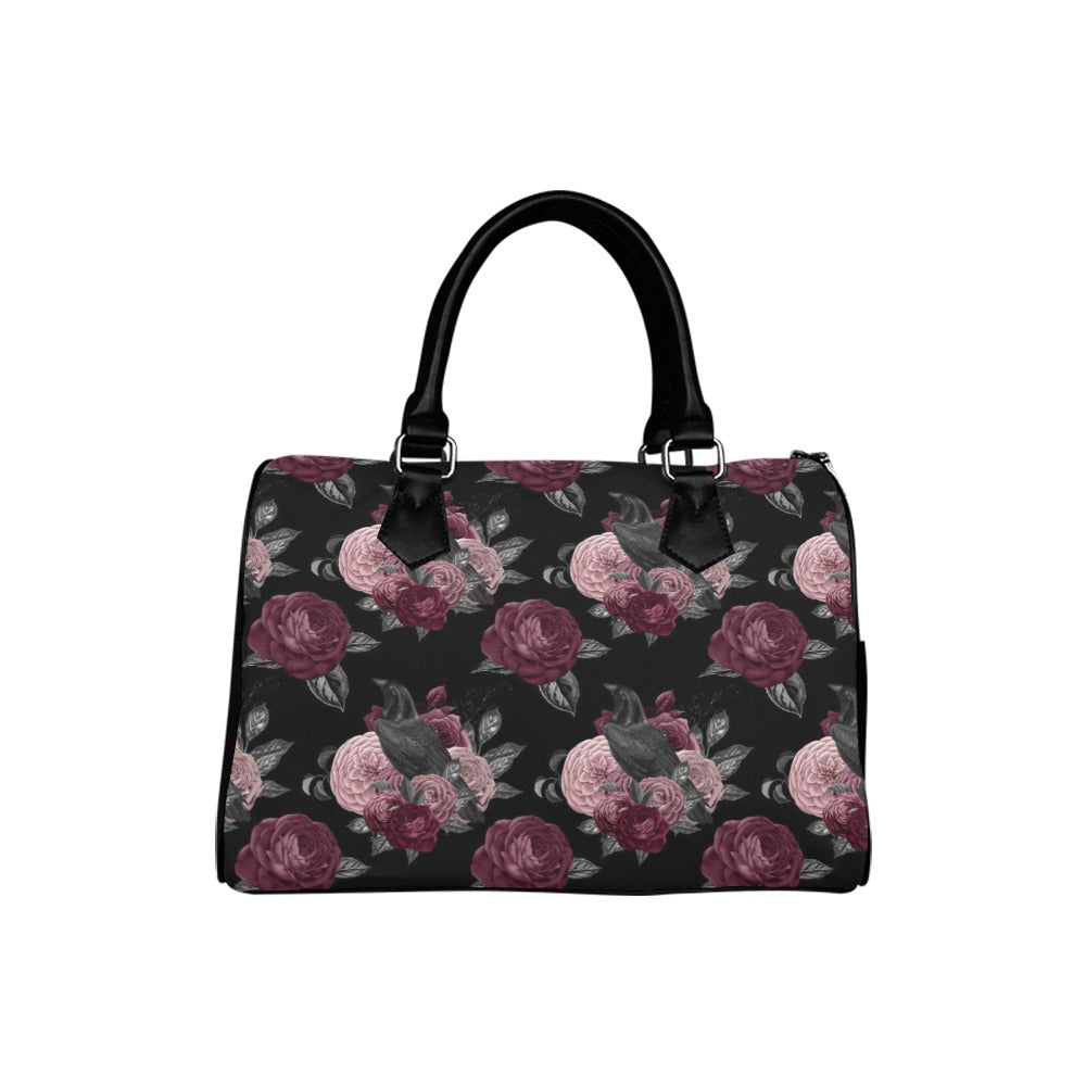 Crows And Roses Boston Handbag - Offbeat Sweetie