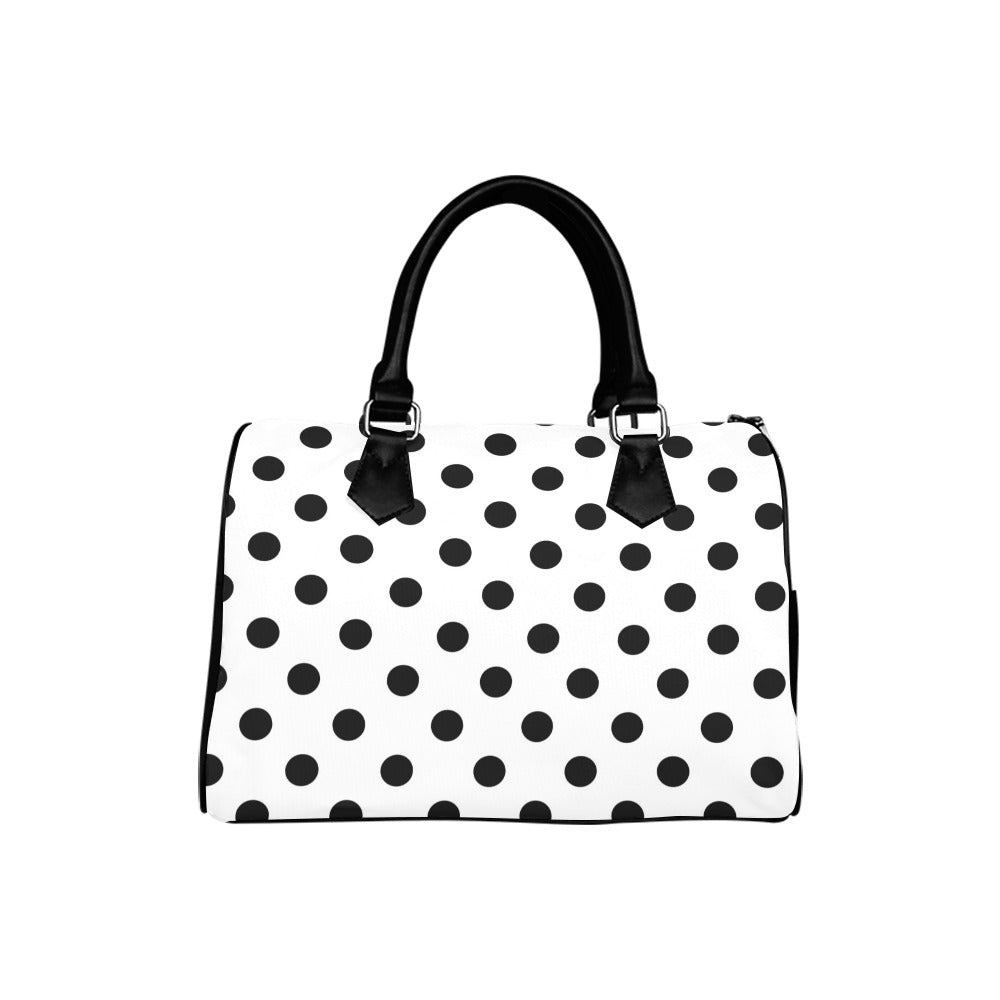 Marshmallow White Polka Dot Boston Handbag