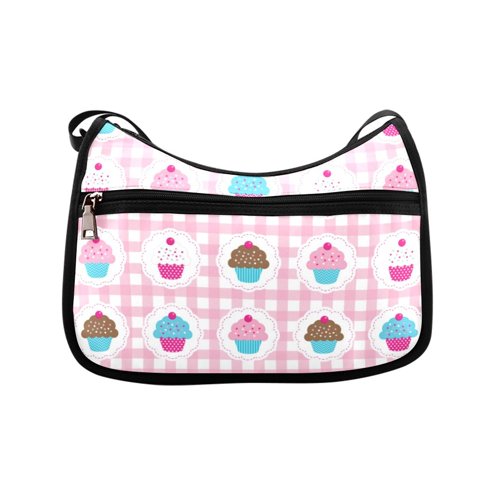 Pink Gingham Cupcakes Crossbody Bag