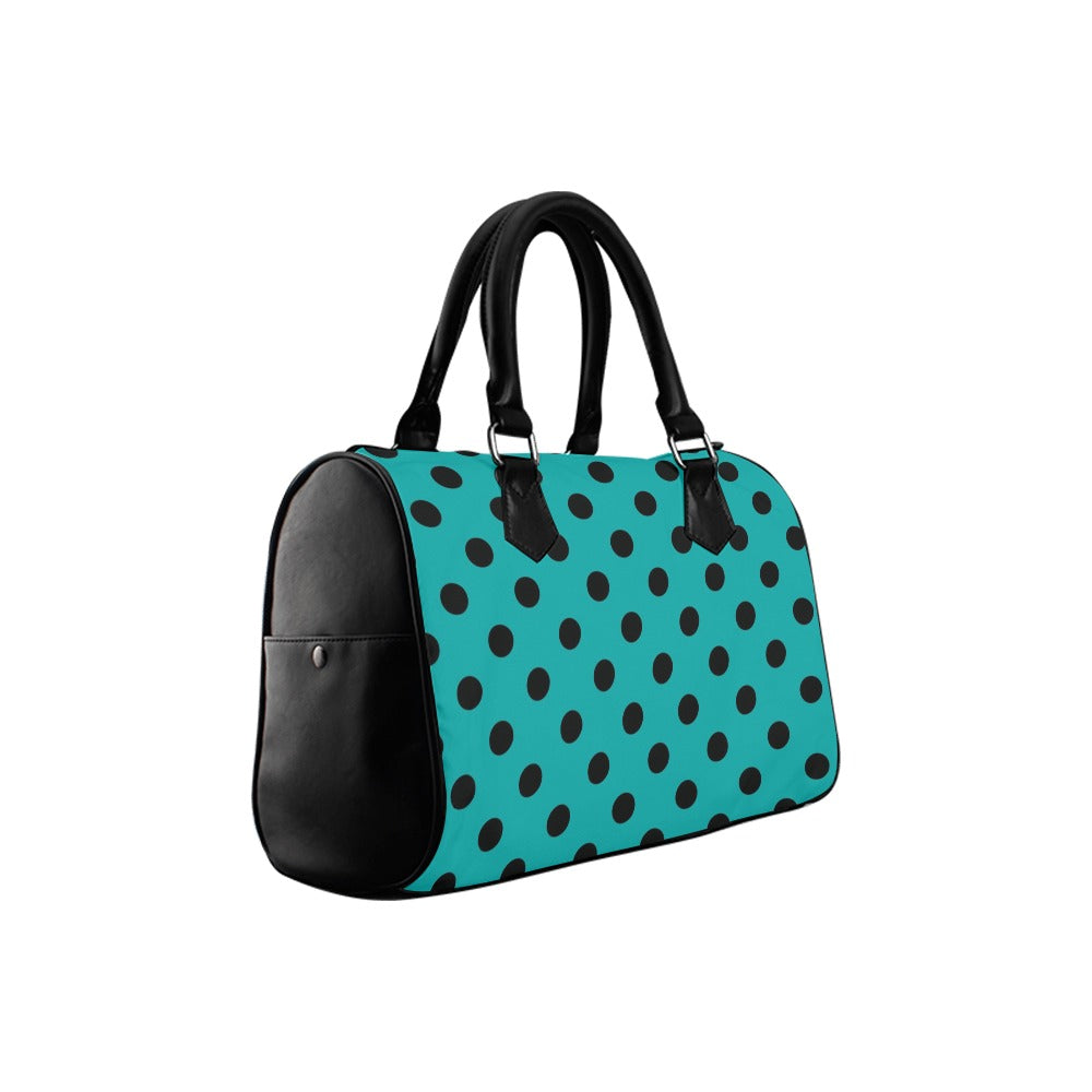 Pennyroyal Teal Polka Dot Boston Handbag