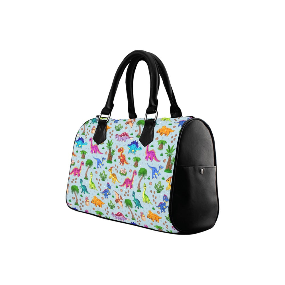 Blue Baby Dinos Boston Handbag - Offbeat Sweetie