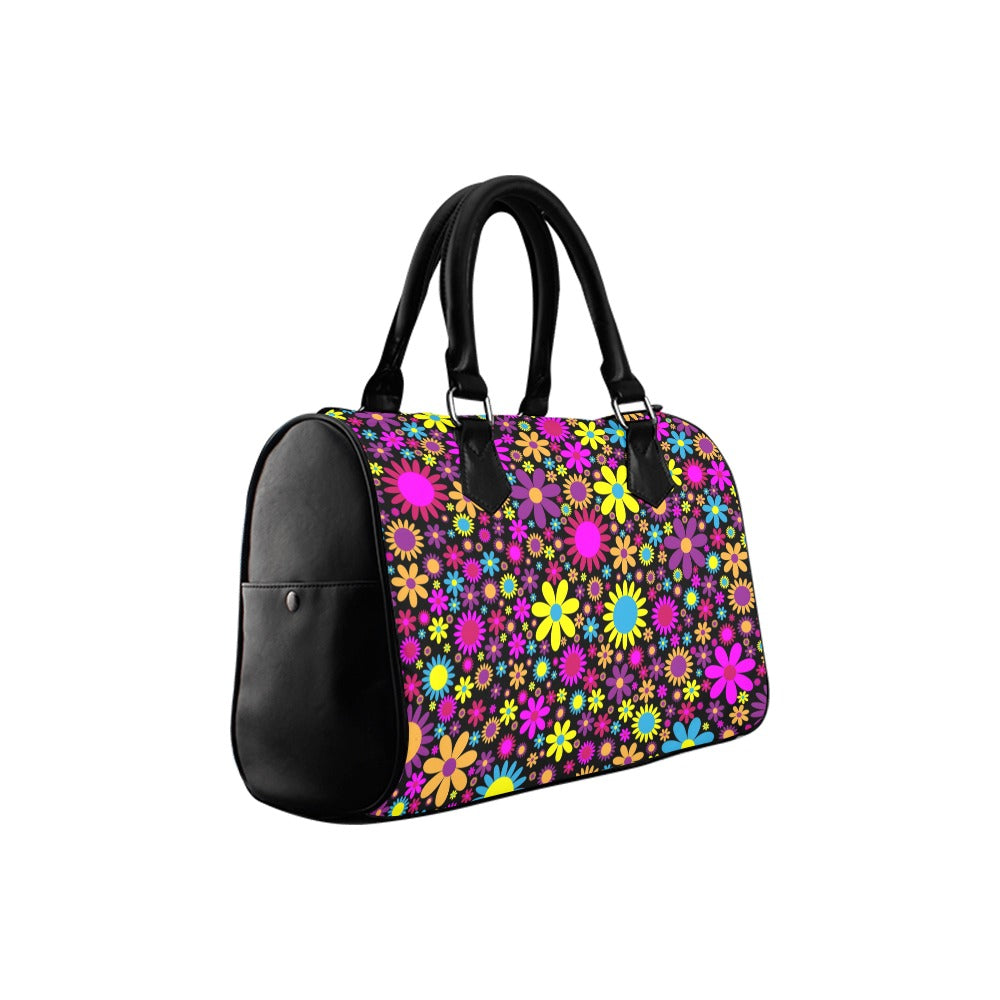 Funky Retro Flowers Boston Handbag - Offbeat Sweetie