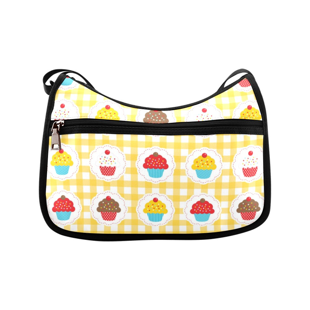 Yellow Gingham Cupcakes Crossbody Bag