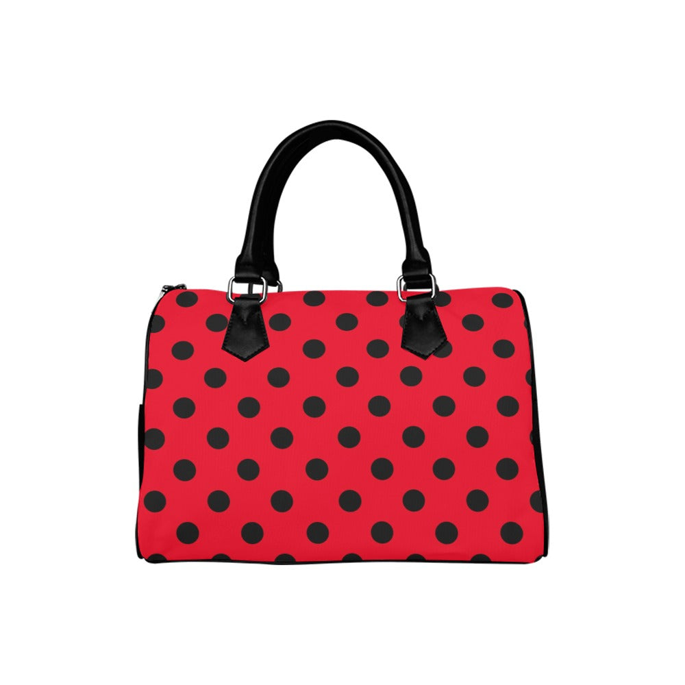 Red And Black Polka Dot Boston Handbag