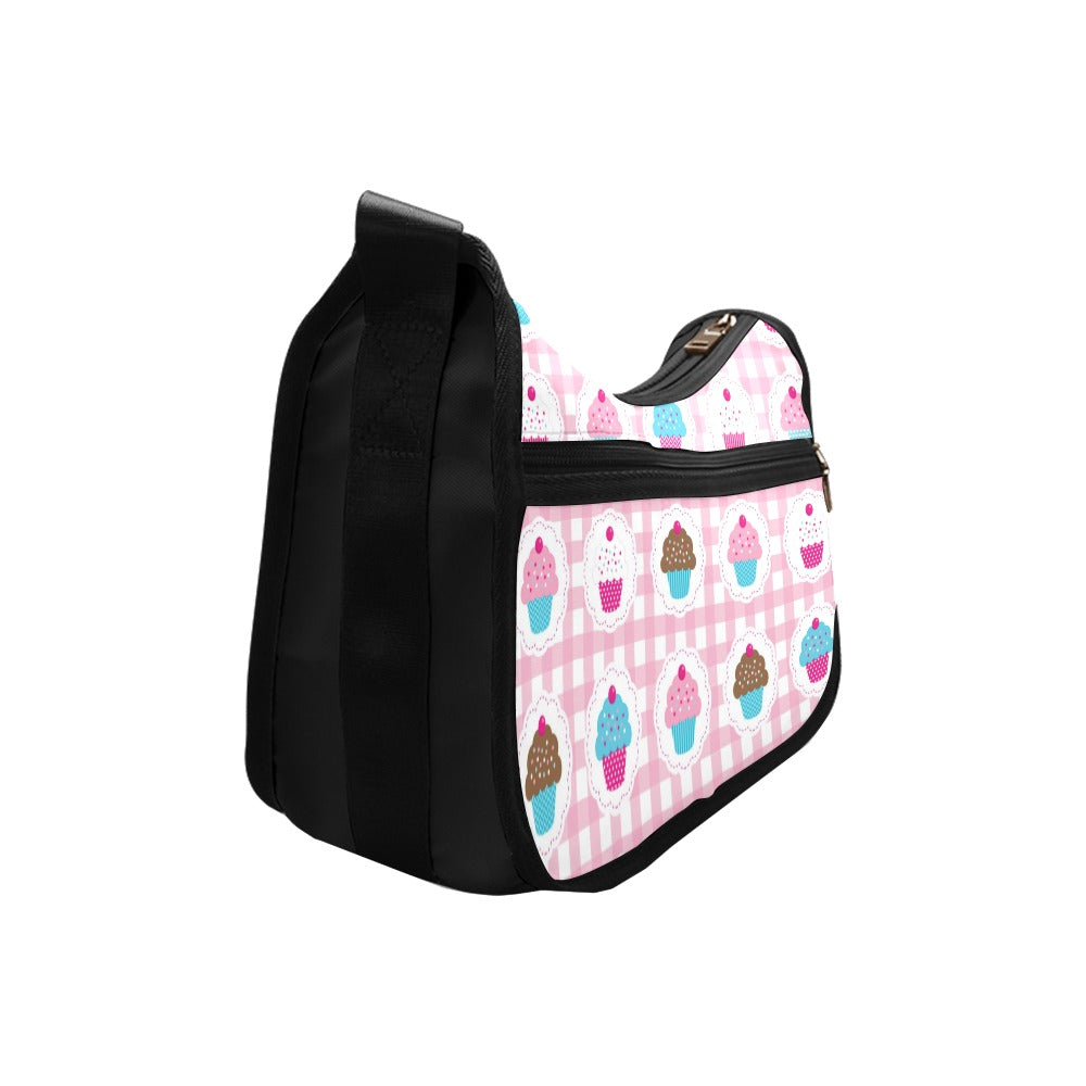 Pink Gingham Cupcakes Crossbody Bag