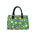 Green Retro Flowers Boston Handbag - Offbeat Sweetie