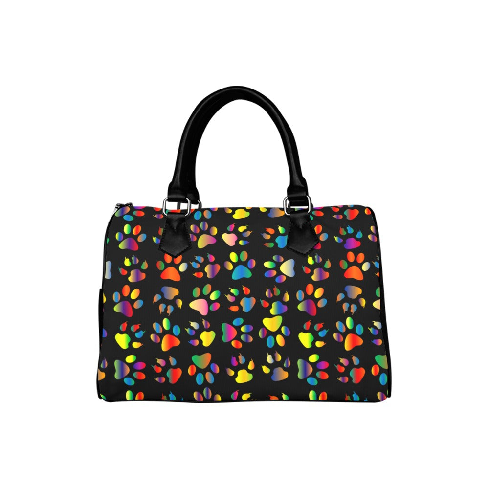 Rainbow Paw Prints Boston Handbag - Offbeat Sweetie