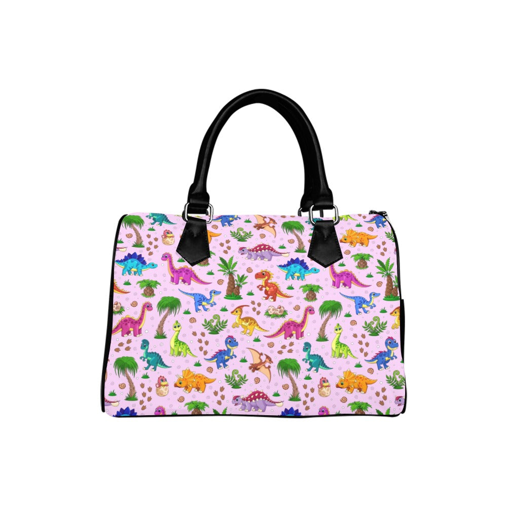 Pink Baby Dinos Boston Handbag - Offbeat Sweetie