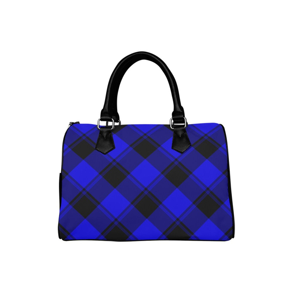 Vivid Blue Plaid Boston Handbag