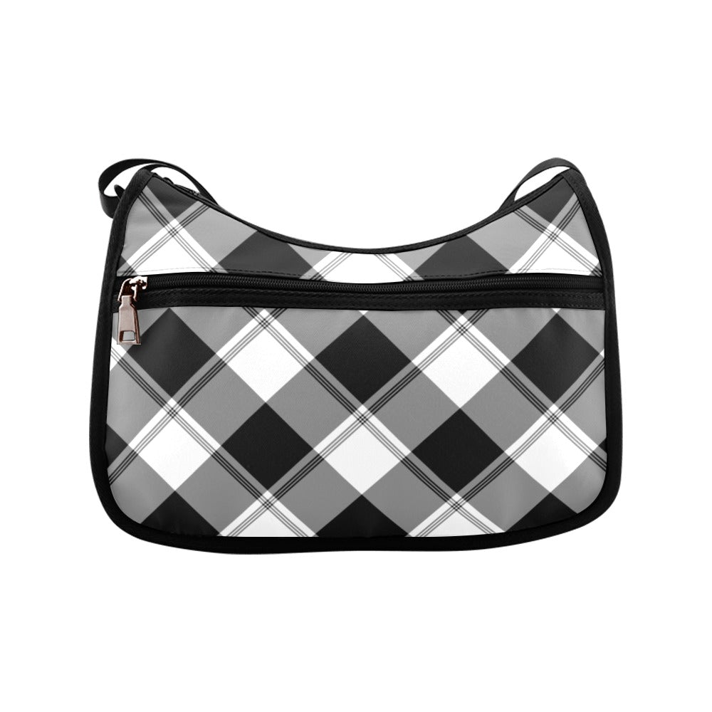 Black And White Plaid Crossbody Bag