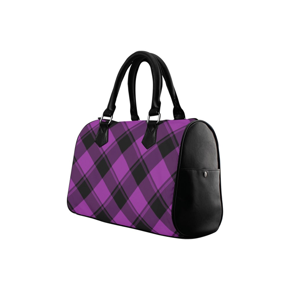 Purple Reign Plaid Boston Handbag