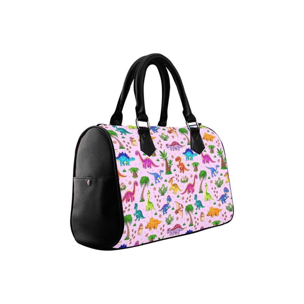 Pink Baby Dinos Boston Handbag - Offbeat Sweetie