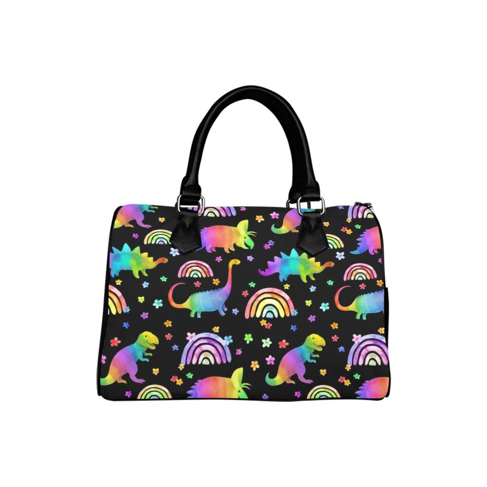 Rainbow Dinos Boston Handbag - Offbeat Sweetie