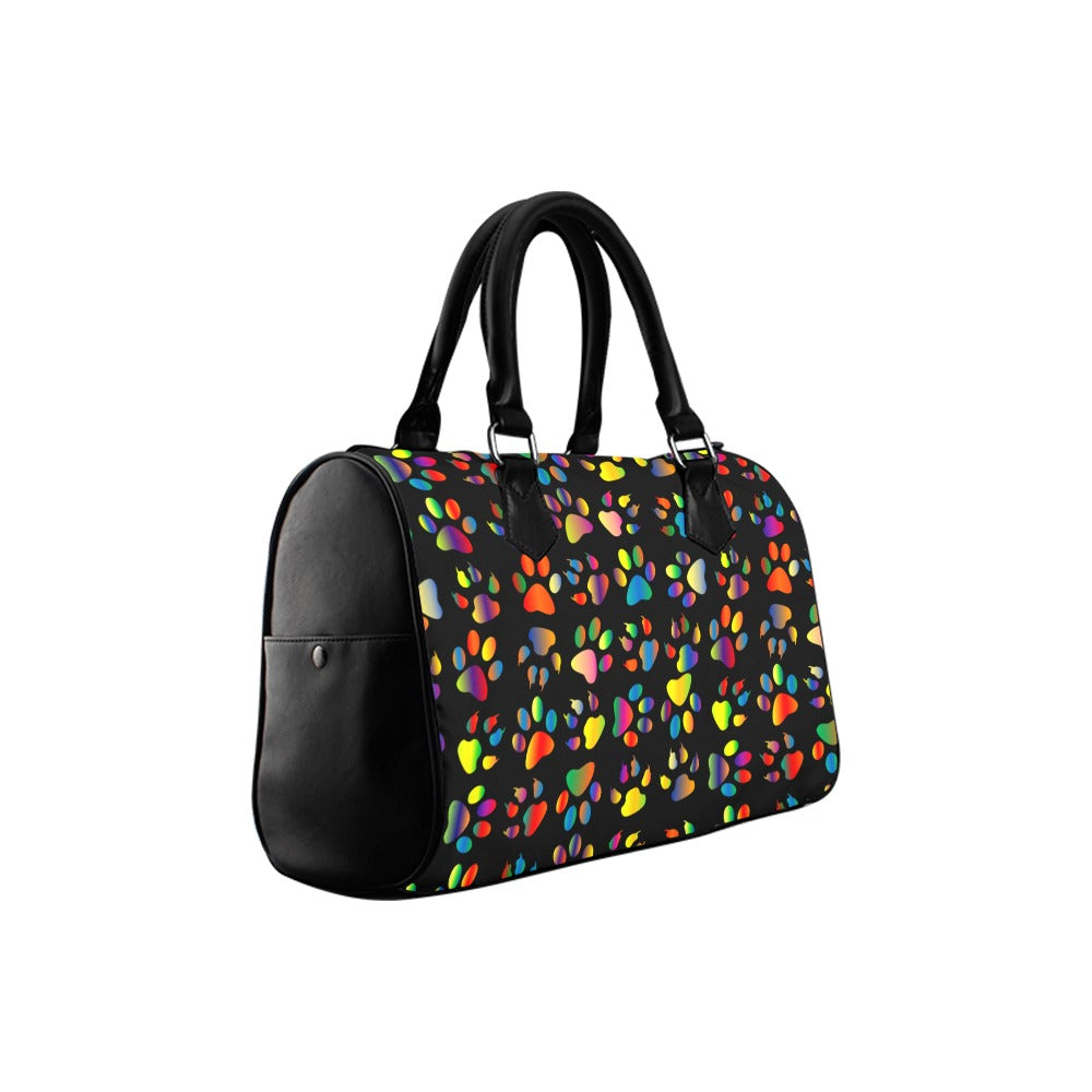 Rainbow Paw Prints Boston Handbag - Offbeat Sweetie