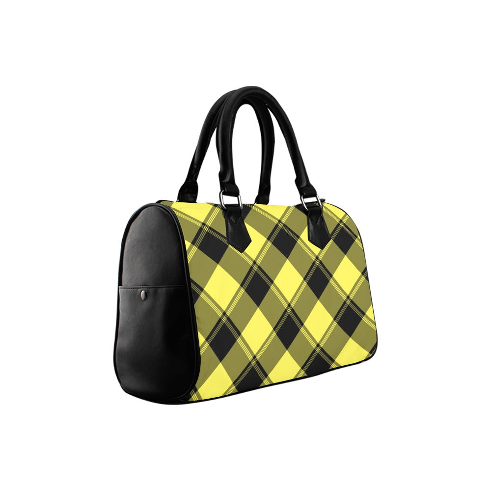 Sunny Yellow Plaid Boston Handbag