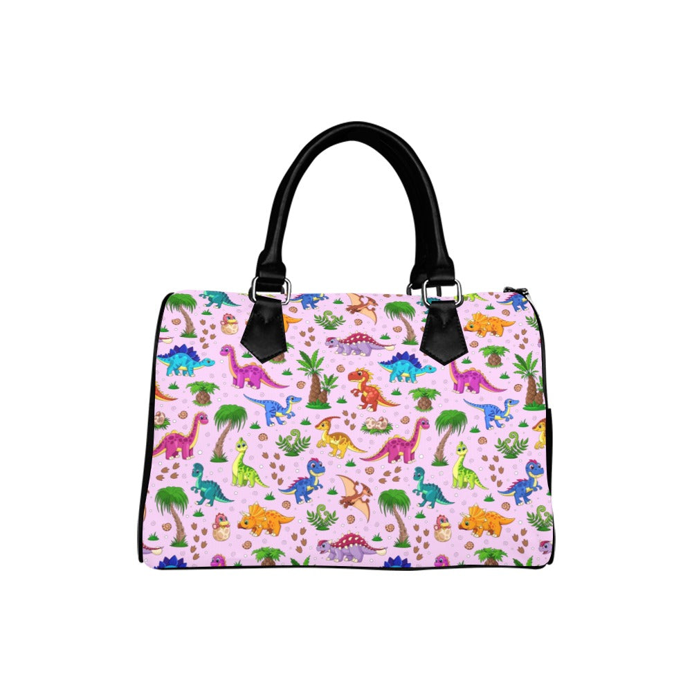 Pink And Blue Mismatched Baby Dinos Boston Handbag - Offbeat Sweetie