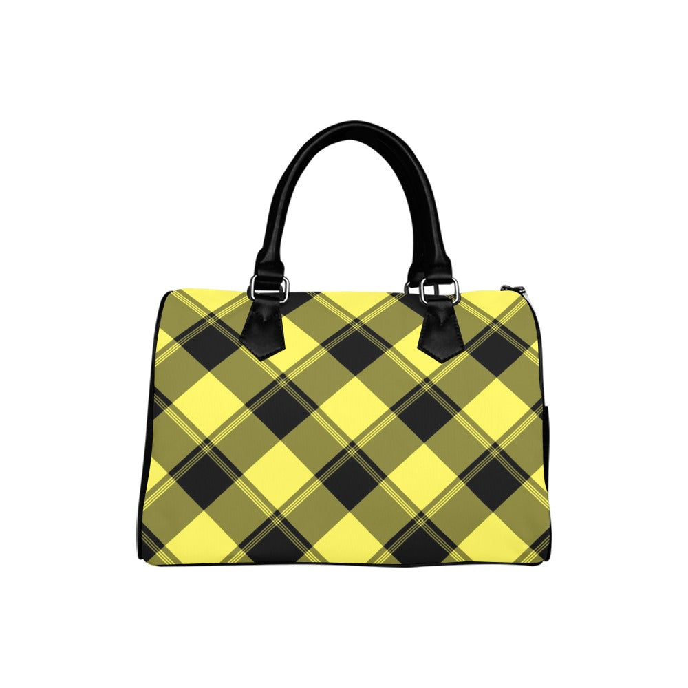 Sunny Yellow Plaid Boston Handbag