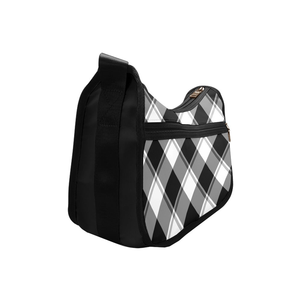 Black And White Plaid Crossbody Bag