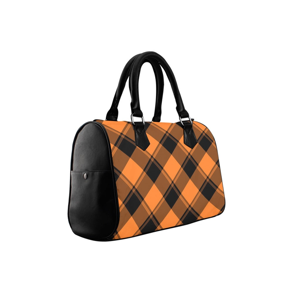 Pumpkin Pop Plaid Boston Handbag