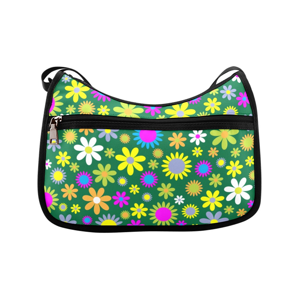 Green Retro Flowers Crossbody Bag - Offbeat Sweetie