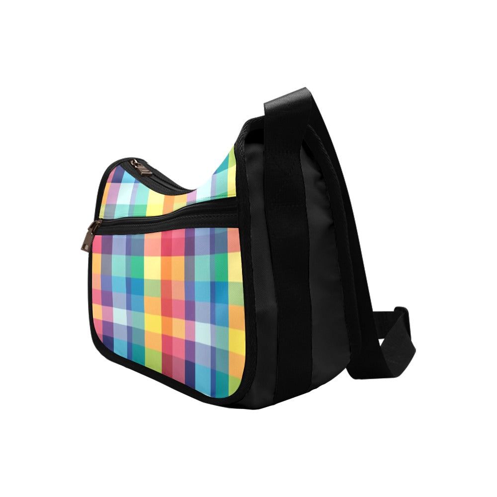 Happy Rainbow Plaid Crossbody Bag