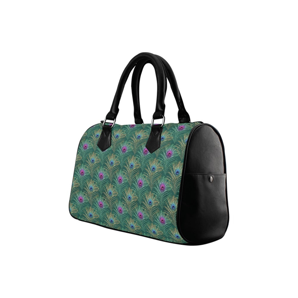 Peacock Feathers Boston Handbag - Offbeat Sweetie