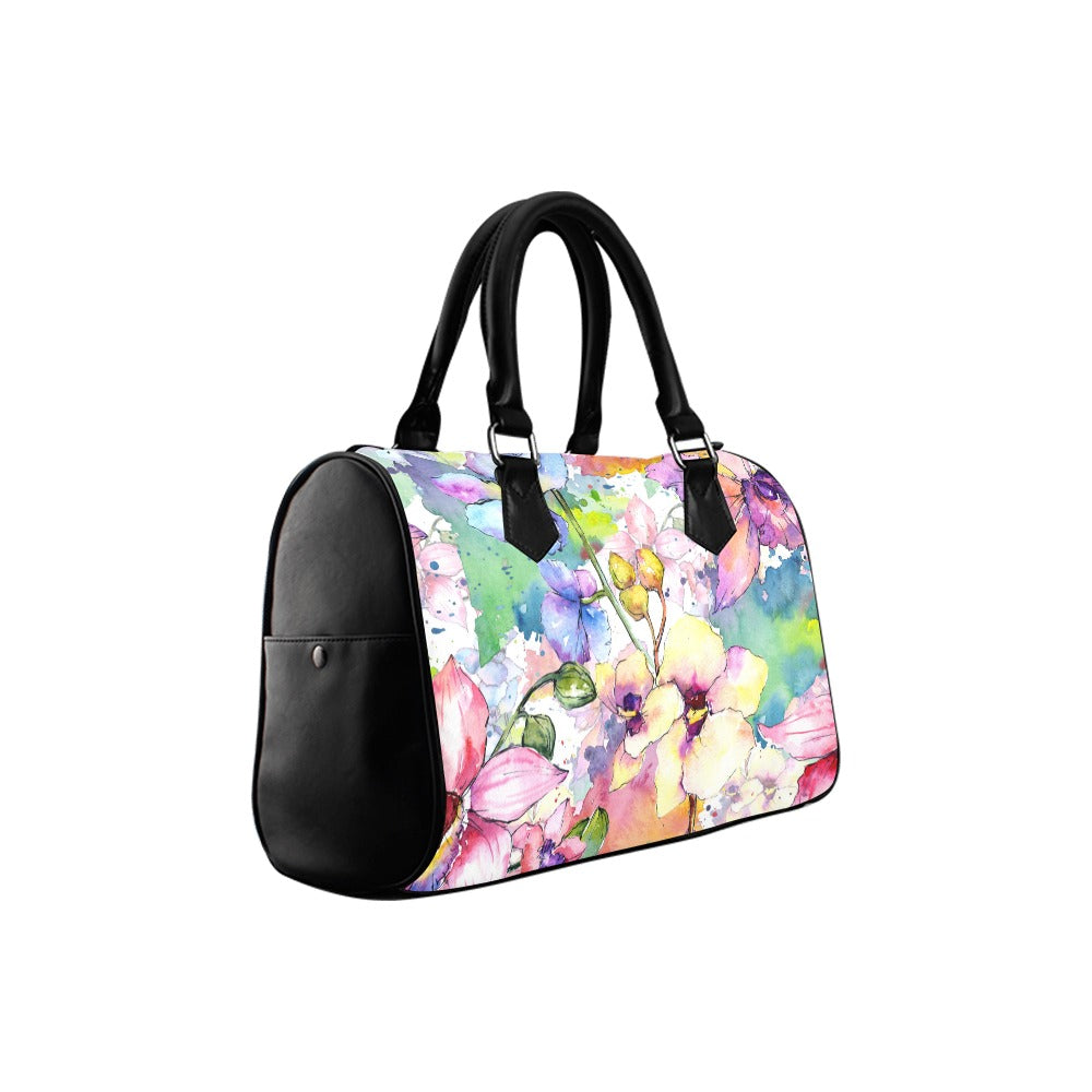 Watercolour Flowers Boston Handbag - Offbeat Sweetie