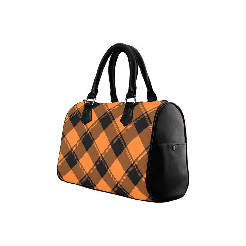 Pumpkin Pop Plaid Boston Handbag