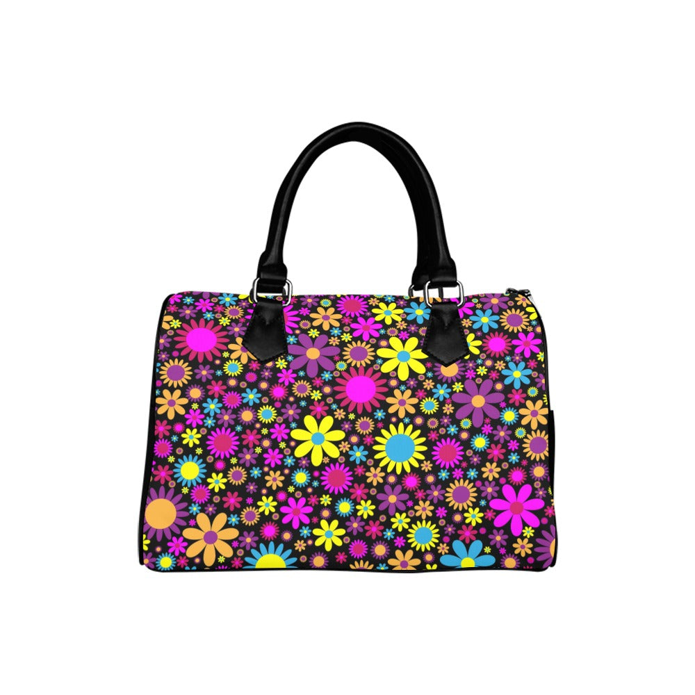 Funky Retro Flowers Boston Handbag - Offbeat Sweetie