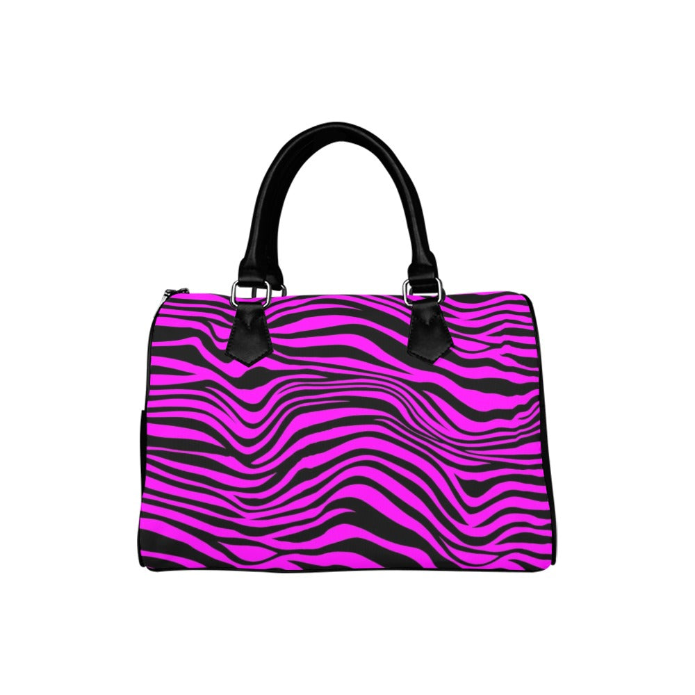 Neon Zebra Fuchsia Boston Handbag
