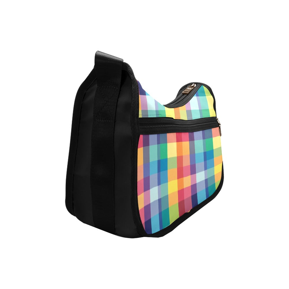 Happy Rainbow Plaid Crossbody Bag