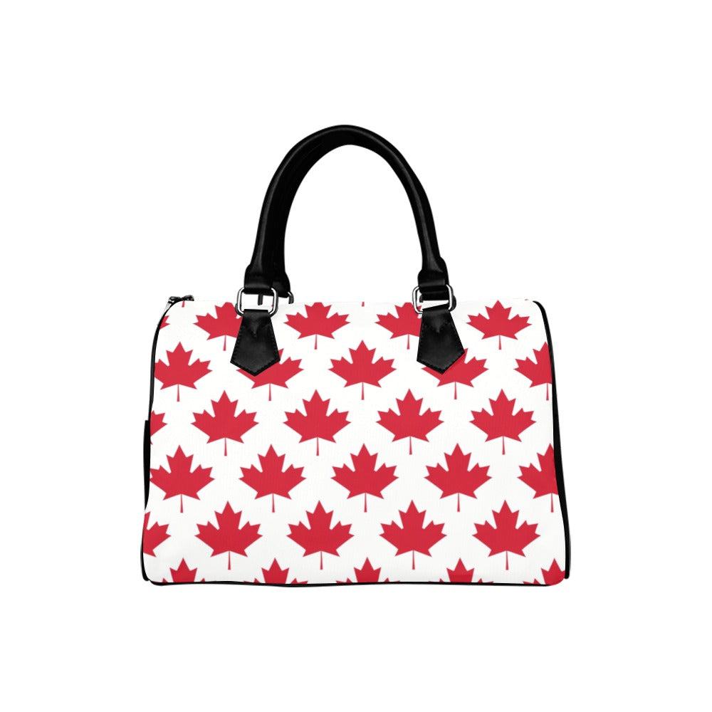 Maple Leaves White Boston Handbag - Offbeat Sweetie