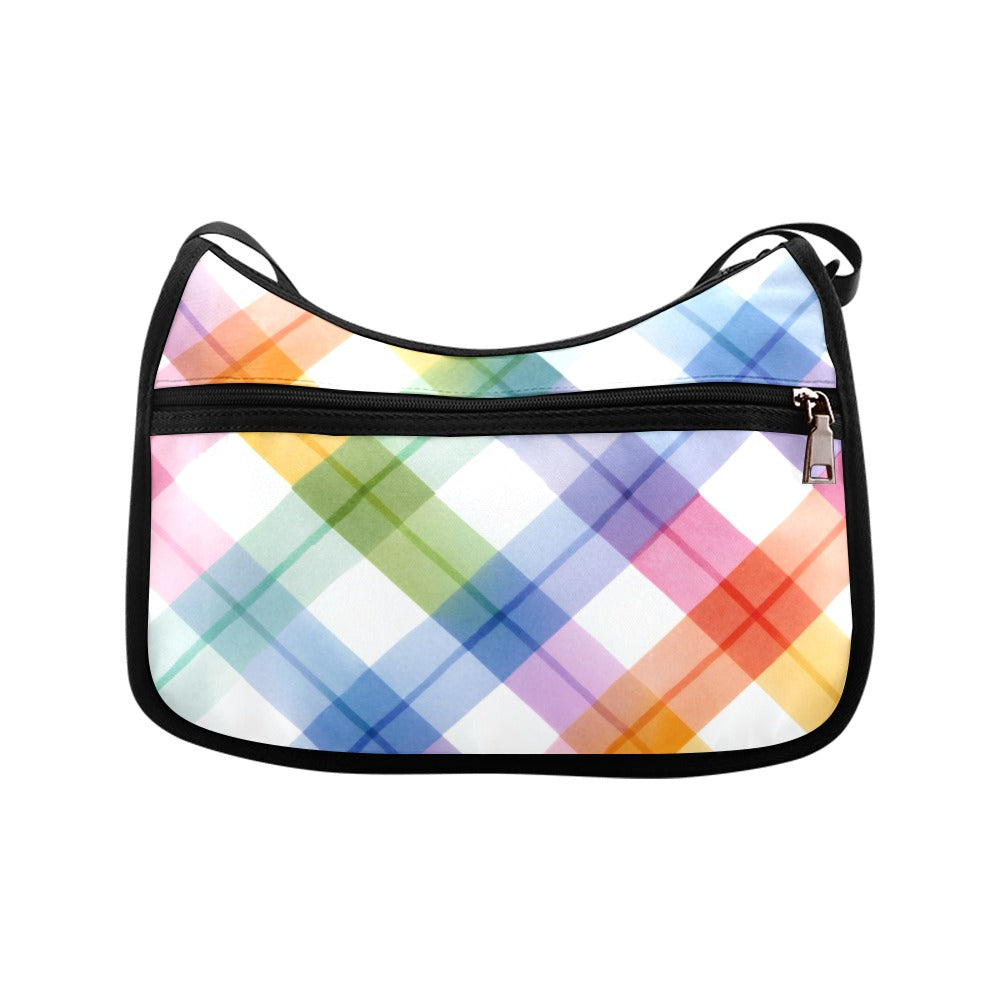 Watercolour Rainbow Plaid Crossbody Bag
