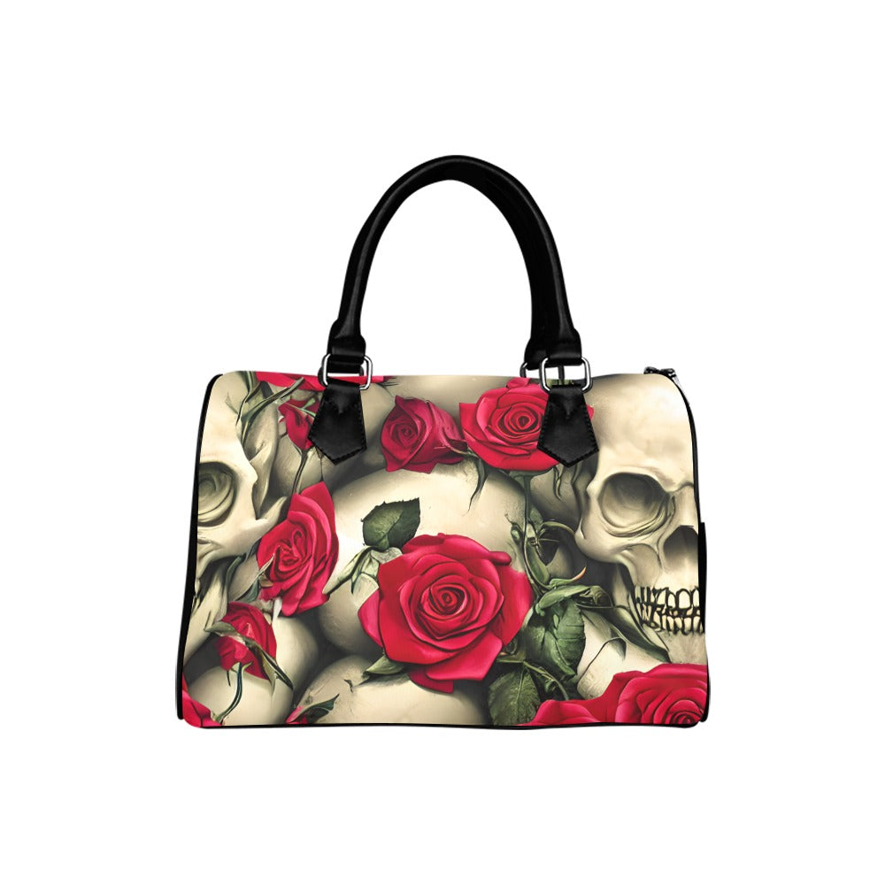 Skulls And Roses Boston Handbag - Offbeat Sweetie